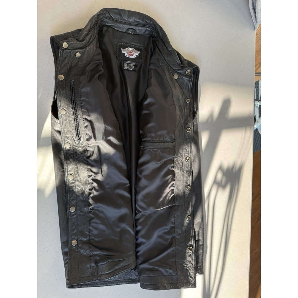 Harley Davidson Men's Switchback Blade Skull Black Leather Jacket XL - Picture 12 of 13
